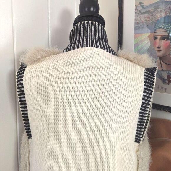 Banana Republic Faux Fur Extra Fine  Merino Wool Vest XS Cozycore Penny Lane - Picture 9 of 12